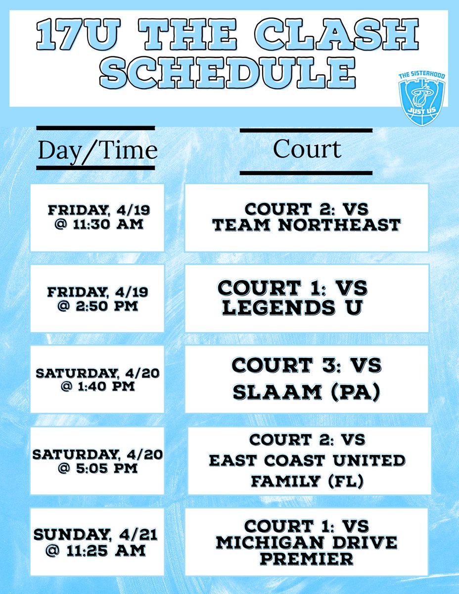 17U “The Clash” Schedule. Coaches, you do not want to miss out on this squad. 👀🔥🎥🍿