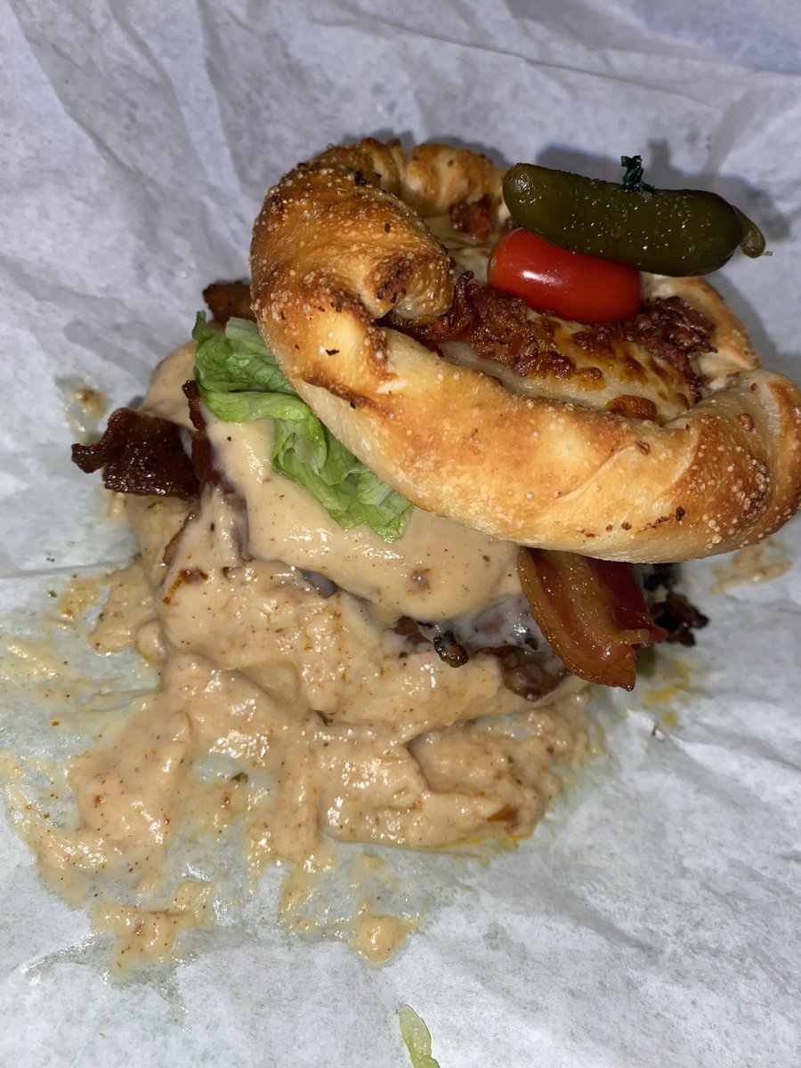 We did get the burger with little garlic finger buns, sue me!!!!!!