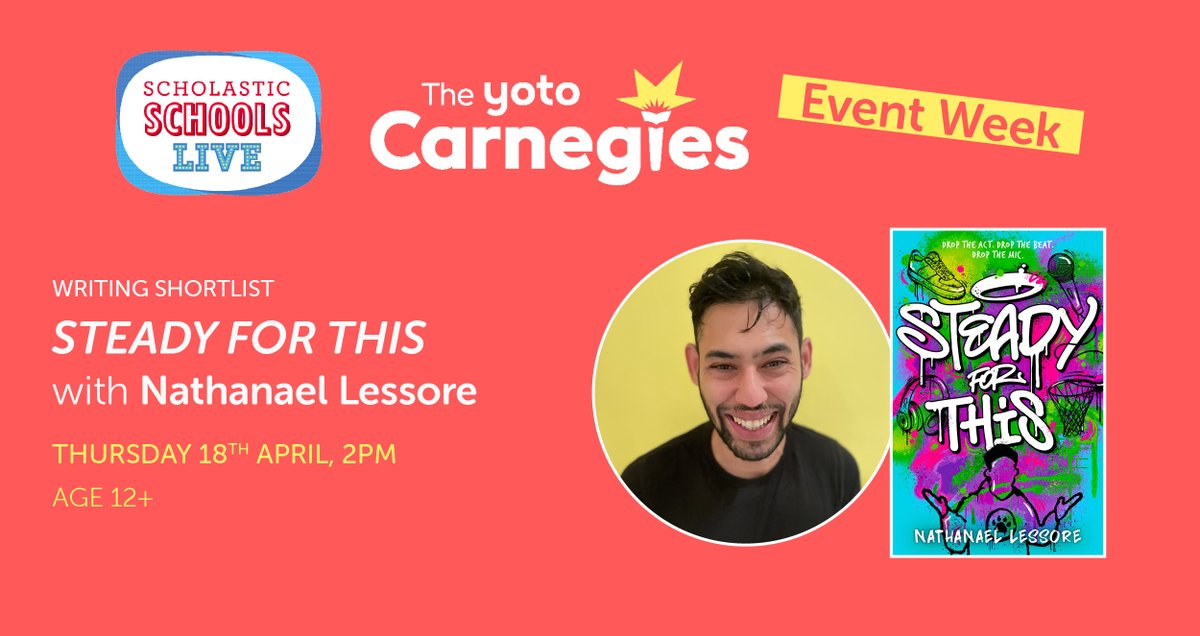 Join author of Steady for This @NateLessore to discuss his #YotoCarnegies24 shortlisted book at 2pm this Thursday! Register here: shop.scholastic.co.uk/scholastic-sch… @Bonnierbooks_UK @HotKeyBooks