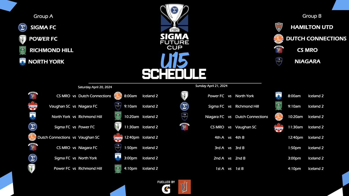 The 2024 Sigma FC Future Cup 🏆 Schedule Drop #FuelledByG @Gatorade #ForTheFuture