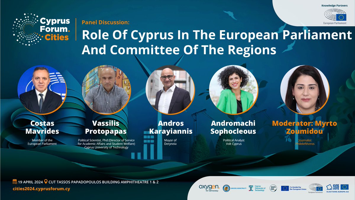 Role Of Cyprus In The European Parliament And Committee Of The Regions 
 
Learn more & secure your seat here 👉 cities2024.cyprusforum.cy
 
#CyprusForumCities #UrbanDevelopment #Sustainability #UseYourVote #EUelections