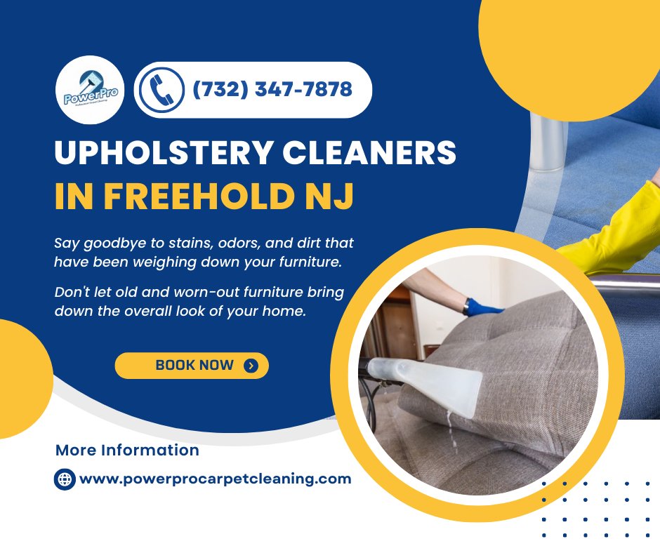 Upholstery Cleaners in Freehold NJ
g.page/r/CeTdHPbo8yU9…
Hey everyone! 👋 If you're tired of looking at those stubborn stains, lingering odors, and built-up dirt on your furniture, then it's time to call in the professionals at PowerPro Carpet Cleaning of NJ! 
📞(732) 347-7878