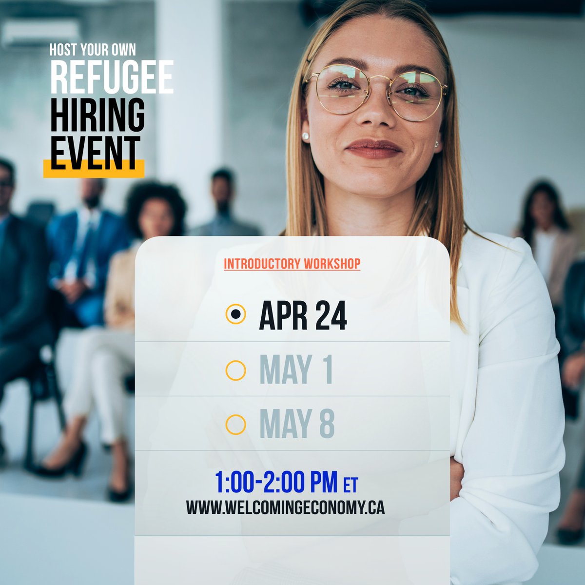 Host your own Refugee Hiring Event! Learn how to utilize a unique and successful hiring model
that connects #refugees directly with #employers!

Register for the Introductory Workshop run by #WelcomingEconomy 2024: bit.ly/wetraining-2024

#RefugeesWelcome
#WithRefugees