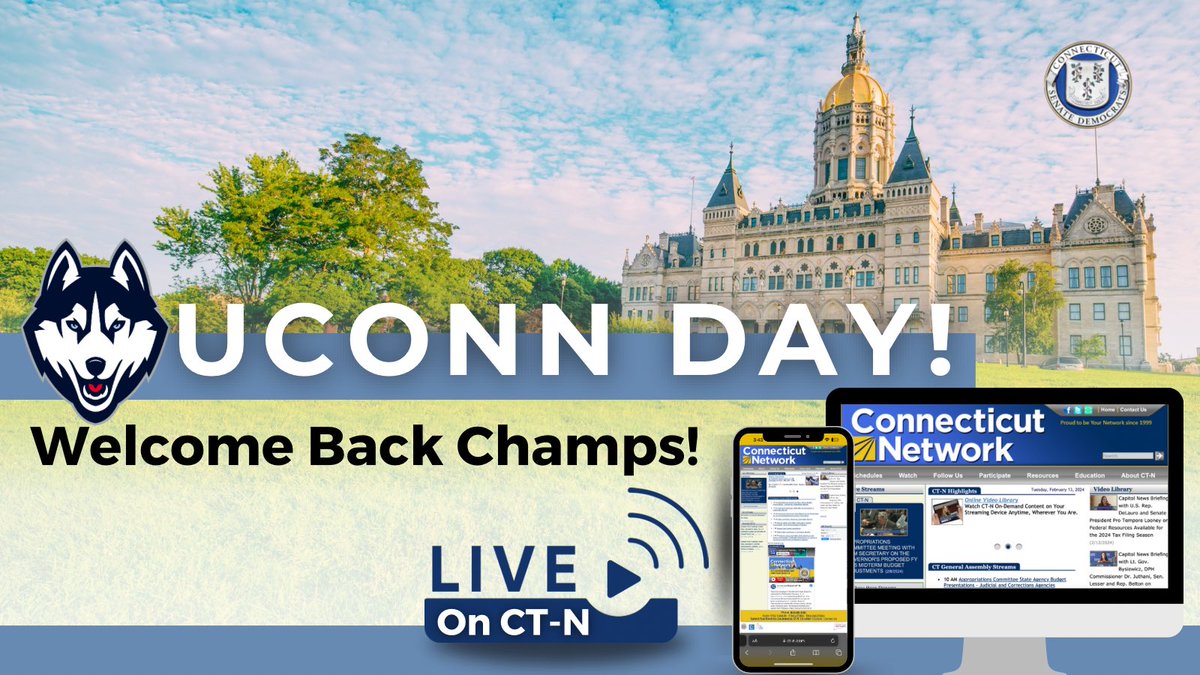 The back to back NCAA Champion UConn Men's Basketball team will be in the chamber today! Watch Today’s Senate Session✨LIVE✨ 📲WATCH HERE: bit.ly/3n3pGR5