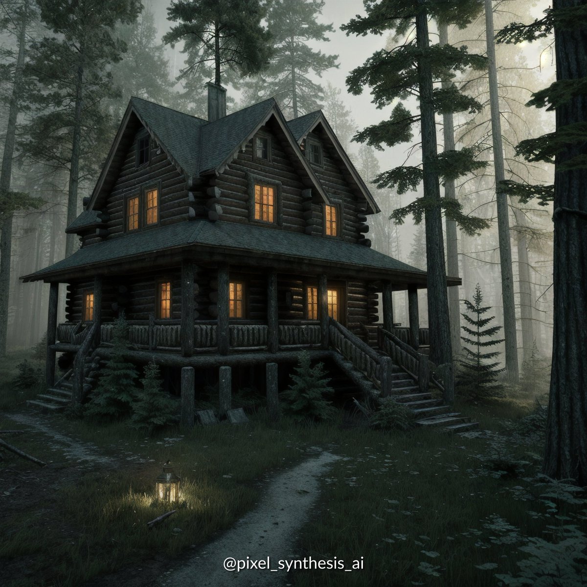 Explore the eerie 'Whispers of the Woods' in this haunting depiction of a cabin, created by AI🌲👻🌿.

#aiart #aigeneratedart #stablediffusionart #sdxl #huggingface #openai #chatgpt #civitai #airender #digitalart #masterpiece #aiimage #aiimagery #woodhouse #cabininthewoods #house