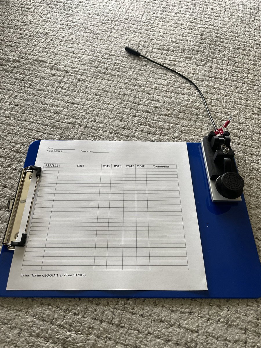 Any of you all using straight keys for SOTA activations? I mounted a CW Morse SK to a clip board.  #cw #cwops #licw #morsecode #hamradio #summitsontheair #SOTA #Pota #qrp