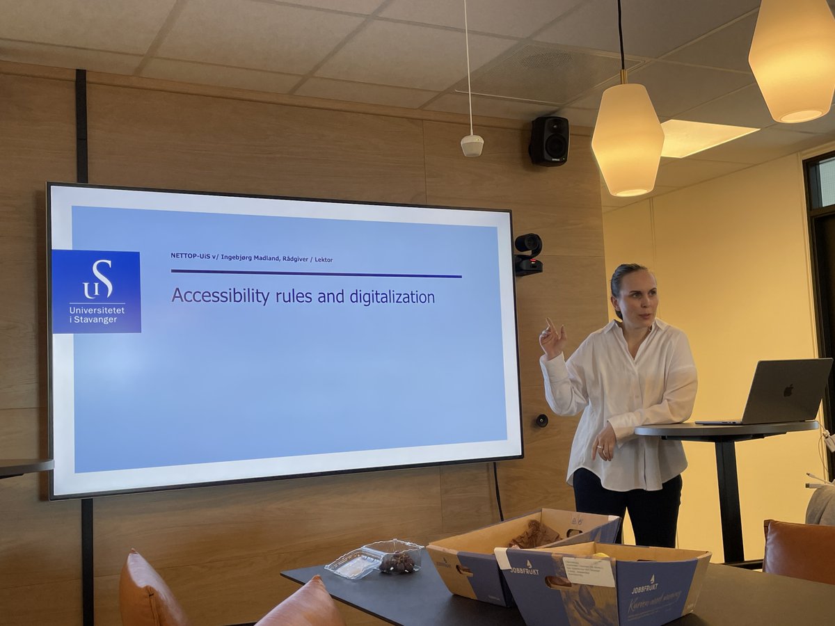 UiSIMF's tweet photo. #Digitalization is an important ingredient to improve student learning success &amp; to provide universal accessibility to study content. Thanks to I. Madland from the @UniStavanger #NETTOP team for giving us an update on @Canvas_by_Inst &amp; new accessibility rules in 🇳🇴. @hkdir_no https://t.co/4e45x48TeI