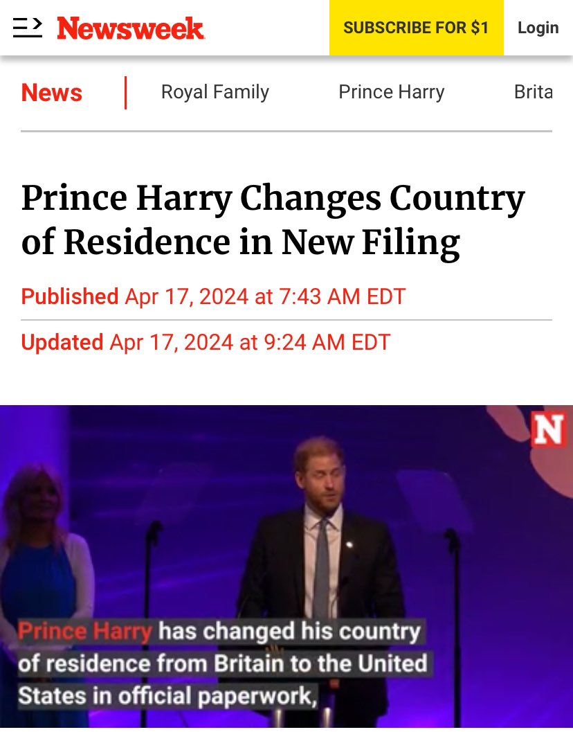 The same people who were celebrating H & M losing Frogmore Cottage are now having conniptions over Harry listing the US as his country of residence. The sense of ownership is unreal!😏Personally I hope H applies for US citizenship. Link 👉 archive.is/cVjvk #GoodKingHarry