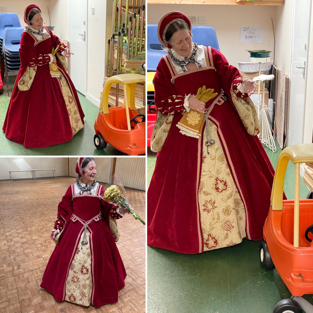 RAGriggsauthor's tweet image. A new mode of transport for the Lady K? Waiting  behind the scenes for her appearance in Crediton, Devon this morning. 

Thank you Crediton U3A for giving us such a warm welcome.  

#bringinghistorytolife #historytalks #tudor #elizabethan #historicalcostume