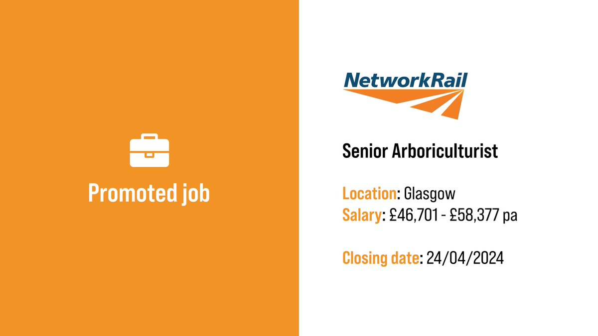 New #greenjob opportunity with @networkrail in Glasgow ⬇️ This role would involve undertaking tree condition surveys, tree work prescription, stakeholder consultation, tree management strategies and specifications and more. Find out more and apply: charteredforesters.org/job-vacancy/se…