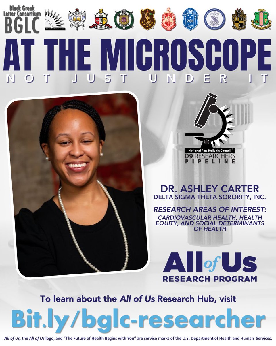 The NPHC D9 Researchers Pipeline is diversifying research at the microscope AND in our communities. Meet William Cade and Dr. Ashley Carter who are committed to making change possible. Learn more at bit.ly/bglc-researcher #joinallofus #bglc #nphc #medicalresearch #d9researcher