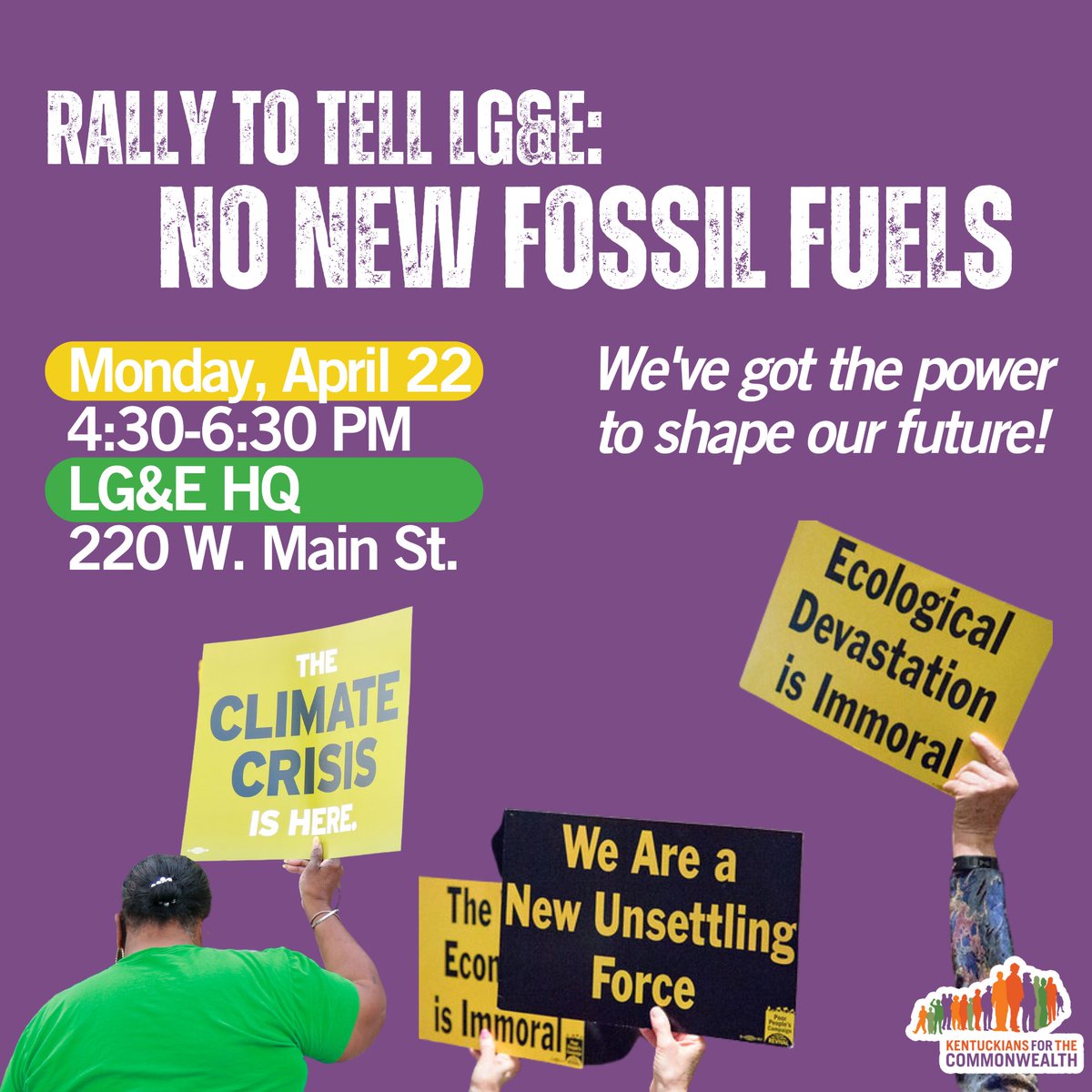 Let's come together to demand that LG&E/KU prioritize our people and planet. Join us for an Earth Day Rally on Monday, April 22 from 4:30-6:30 PM at LG&E HQ. Together, we can say NO to new fossil fuels and YES to a sustainable future. Sign up here: bit.ly/4avi7Wy 🌎