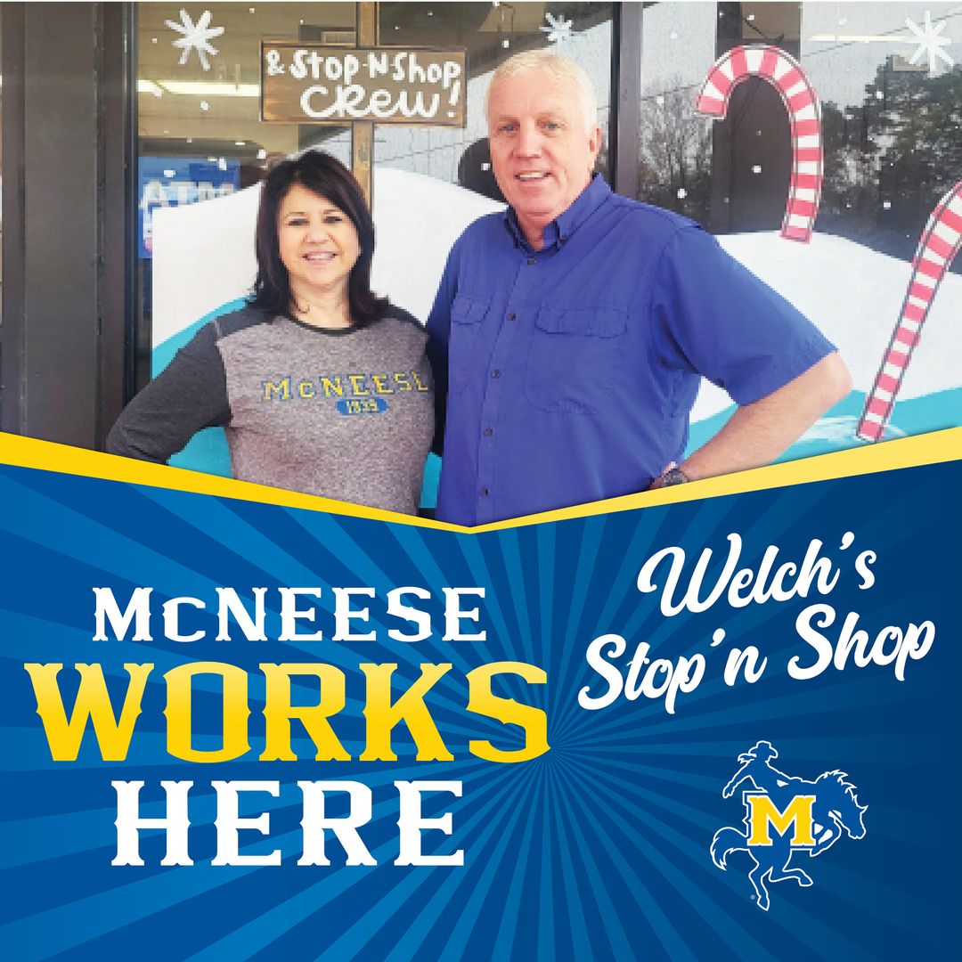 McNeese's tweet photo. It's #McNeeseWorksHere Wednesday! π π Thank you Welch's Stop'n Shop, AdSource Outdoor, Β Gragson, Casiday, & Guillory, LLP and St. Louis Catholic High School! Become a Cowboy! https://t.co/9cfshqeUuI https://t.co/5vljrCJeFM