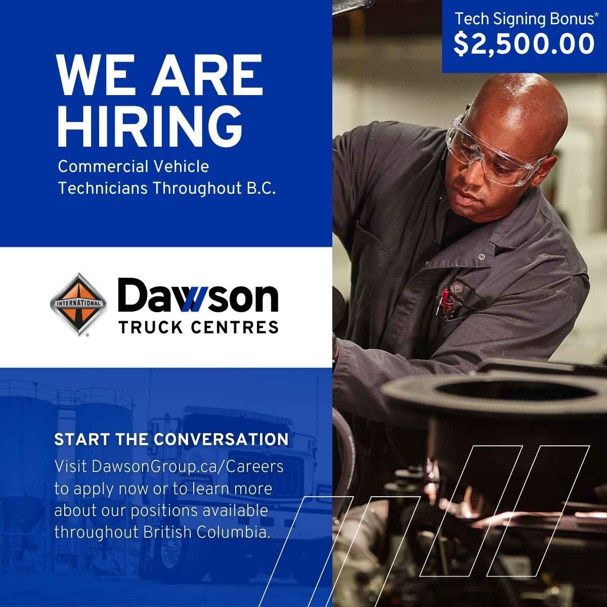 @DawsonTrucks is thrilled to be expanding our service team and is actively seeking technicians to join us at our new location in #Kelowna, as well as in #Kamloops, #VernonBC, and #WilliamsLake. Apply now: DawsonGroup.ca/Careers

#DawsonCareers #CareerPlanning #WorkBC #BCjobs