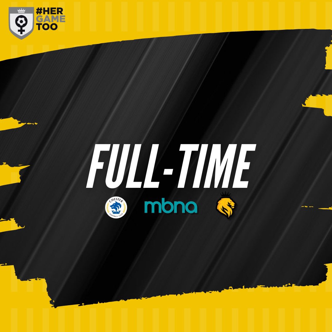 CFCWomens's tweet photo. ⌚️ 𝗙𝗨𝗟𝗟-𝗧𝗜𝗠𝗘!

🤩 It’s all over, and we triumph in the Derby after a crazy final few minutes. Goals by Sarah Redman, Emma Gray, an own goal, and Rach Lloyd means we take all three points home. Big three points!

🔵 3-4 🟡 

#ELLCHS | #ChesterFC | #OurClub 🔵⚪️ https://t.co/Jai70GYzKY