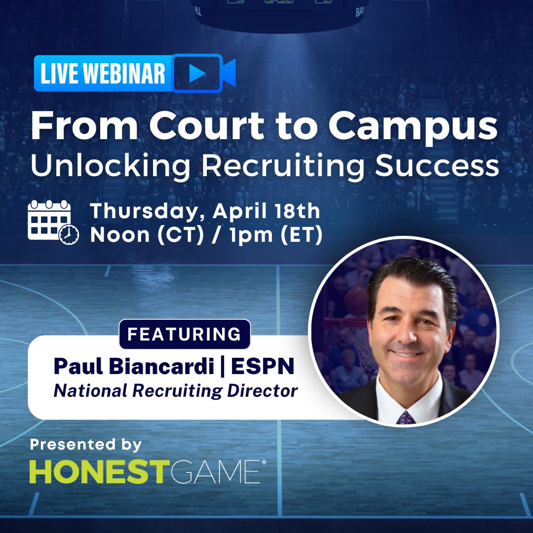 Last day to register! Don't miss this exclusive opportunity to hear from @PaulBiancardi, ESPN’s Director of Basketball Recruiting on how to help your students achieve their dreams of playing at the college level. Secure your spot today! 🗓 April 18 | Noon (CT)⁠ / 1pm (ET) 💻…