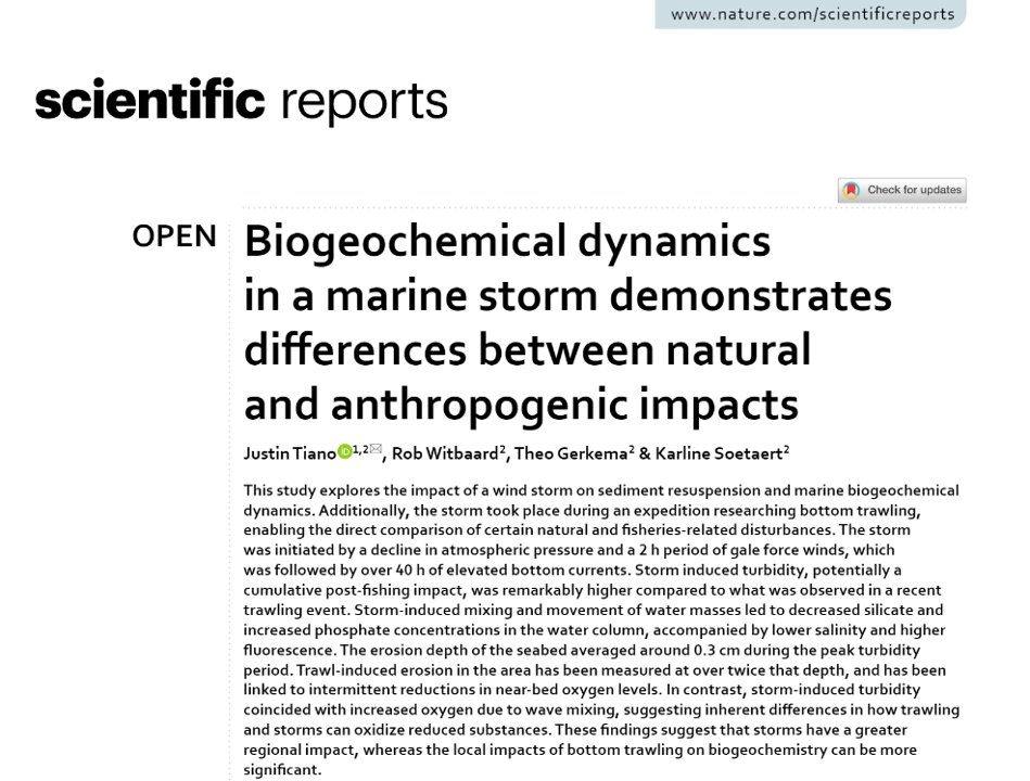 Our latest paper takes data from a storm at sea that took place in the middle of a bottom trawling expedition. See how this unplanned event gave rise to new insights on how storms and fishing can affect marine biogeochemistry. #NIOZ @WURmarine 
researchgate.net/publication/37…