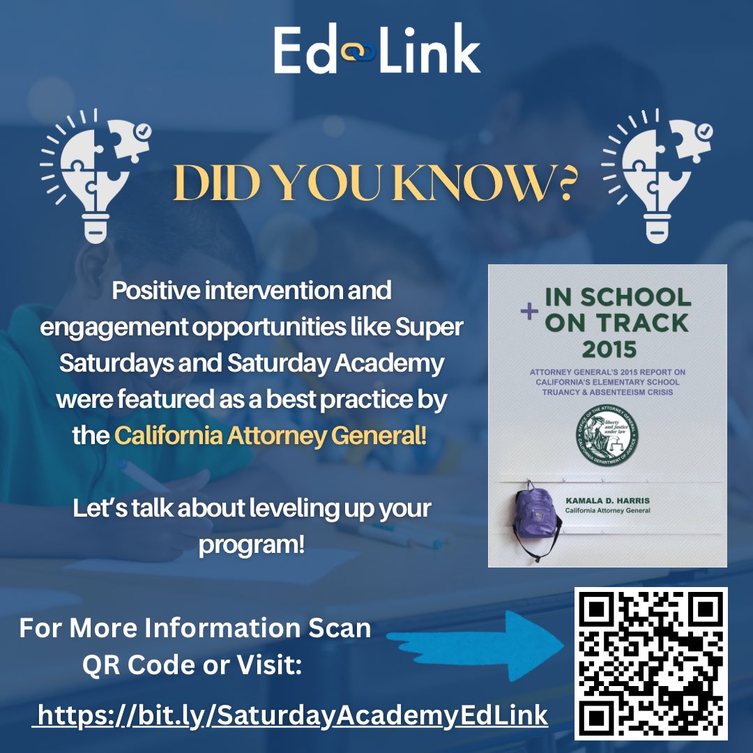 Step up your educational game with the Saturday Academy, acclaimed for student engagement and significant ADA recovery!📚💸 Let's discuss elevating your program to the next level! Bit.ly/SaturdayAcadem…