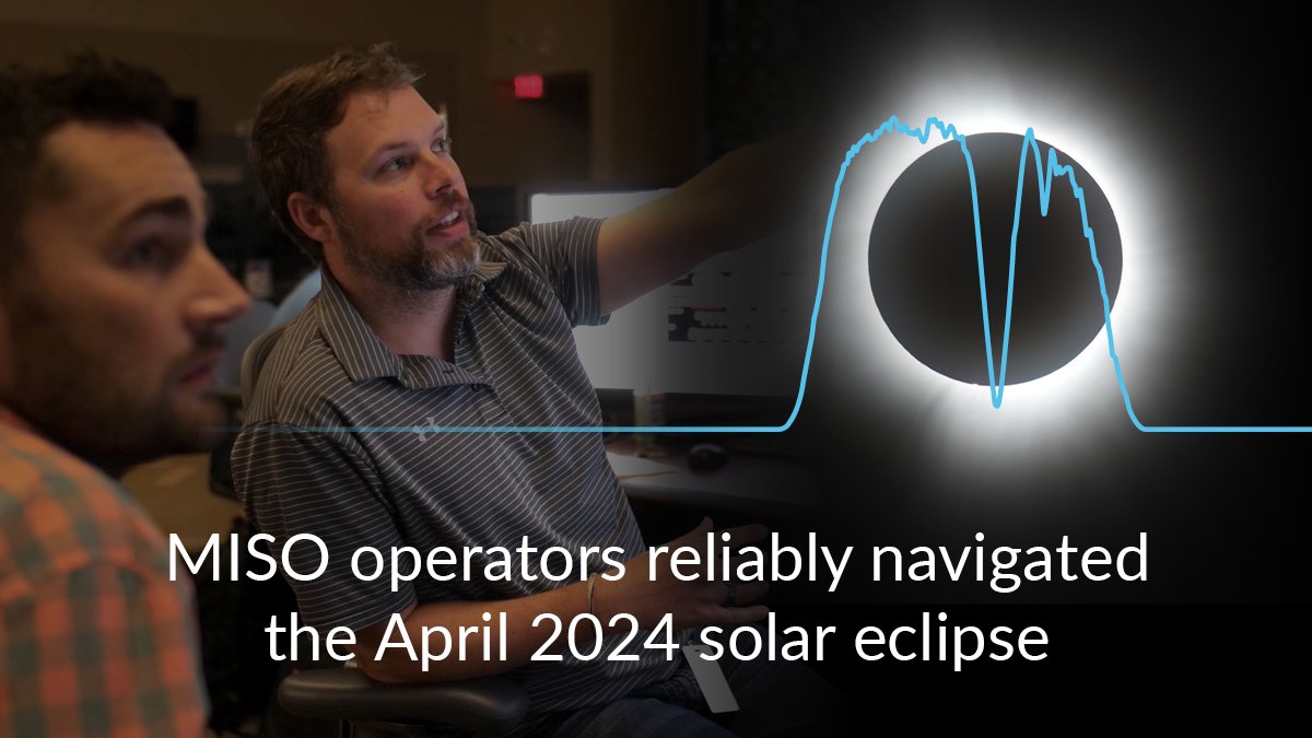 Thanks to meticulous preparation for last week's total solar eclipse by MISO's operations teams, the rare event passed without a hitch. Check out the latest MISO Matters blog to see the details of the eclipse's grid impact: ow.ly/5Hbx50RivIC. #eclipse2024 #discovermiso