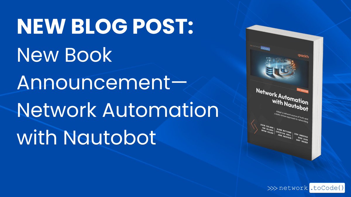 The latest addition to your #networkautomation library is here! ⭐ Get ready to revolutionize your enterprise network automation journey with the upcoming release of the Network Automation with #Nautobot book! Dive into our latest blog to learn more.👇 hubs.ly/Q02tdD6X0
