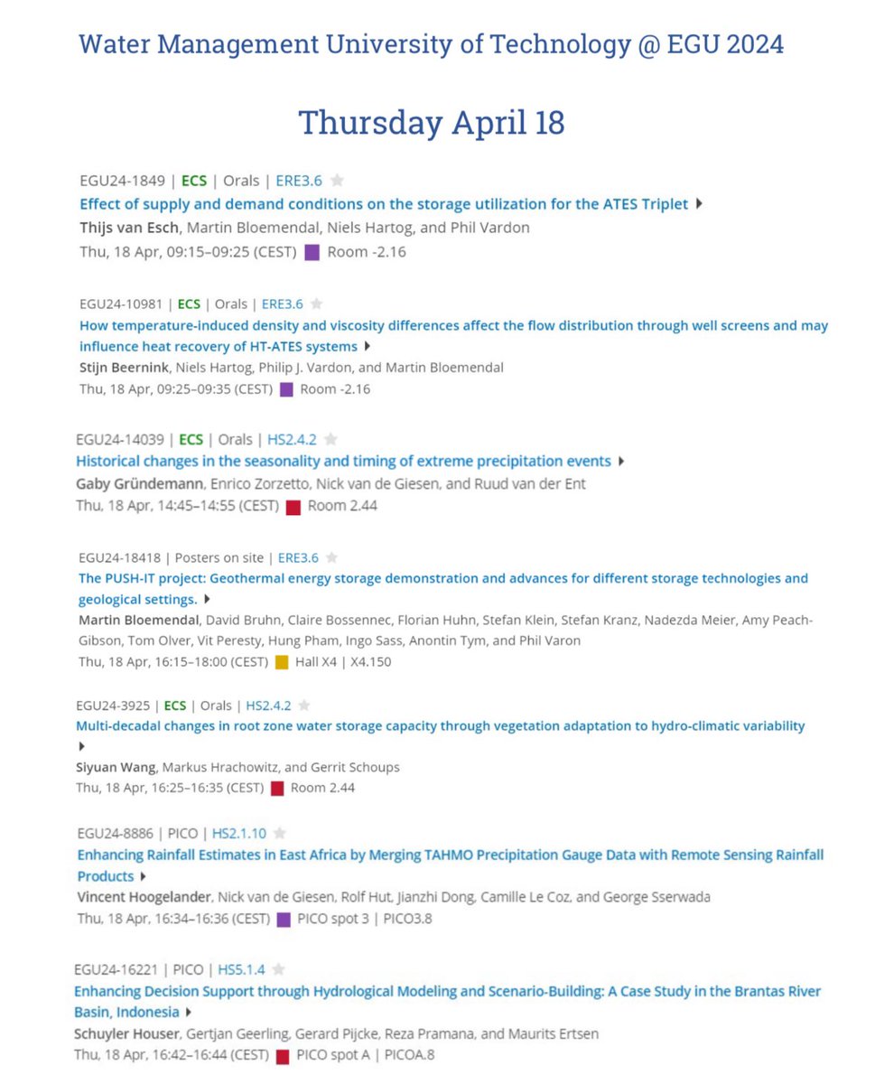 On Thursday April 18 the following colleagues will present at #EGU24: #conference #earthsciences #hydrology @EGU_HS