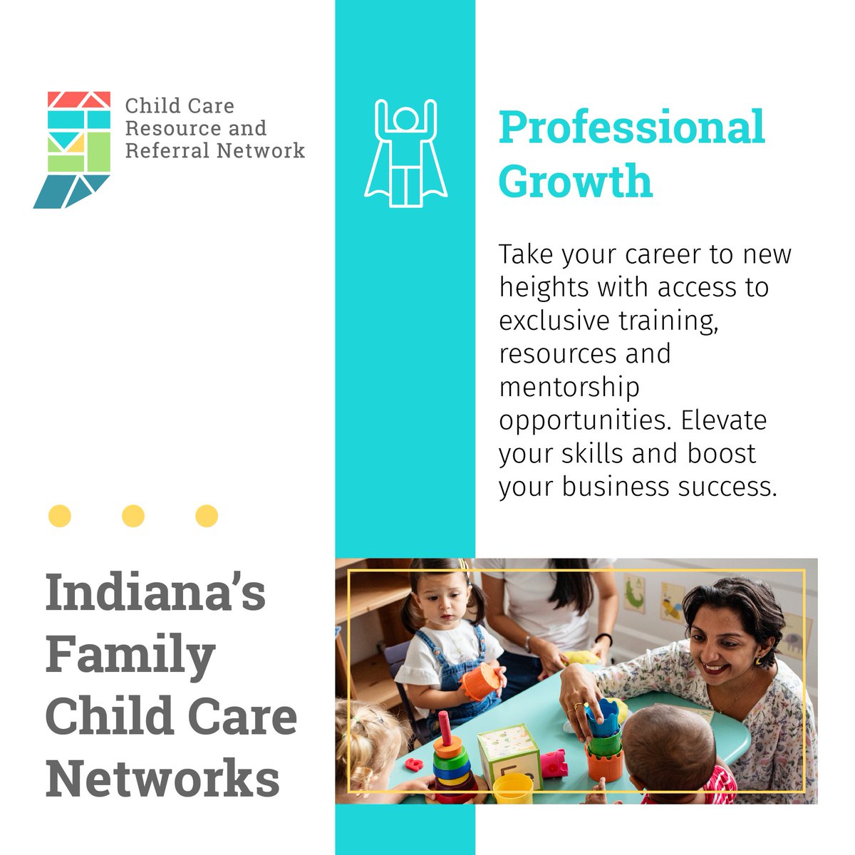 Ready to take your in-home child care career to new heights?  Join Indiana's Family Child Care Network and gain access to exclusive training, valuable resources and mentorship opportunities that will supercharge your professional growth. ➡️ brighterfuturesindiana.org/programs/india…