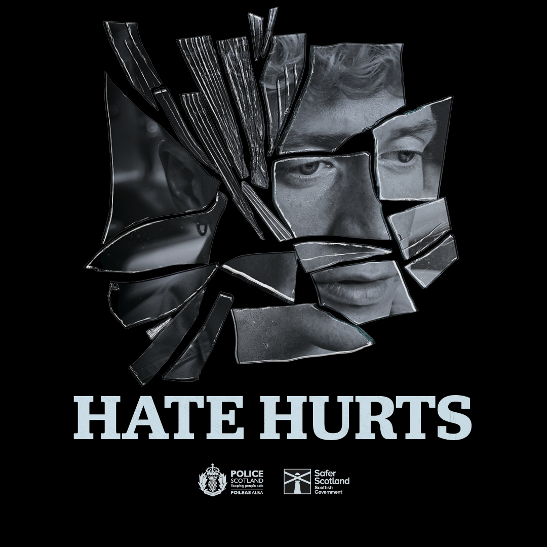 Scotland takes hate crime seriously and anyone experiencing abuse because of disability, race, religion, sexual orientation, transgender identity or variations in sex characteristics are protected by the law. Report it to stop it. bit.ly/HateCrimeHurts #HateHurts