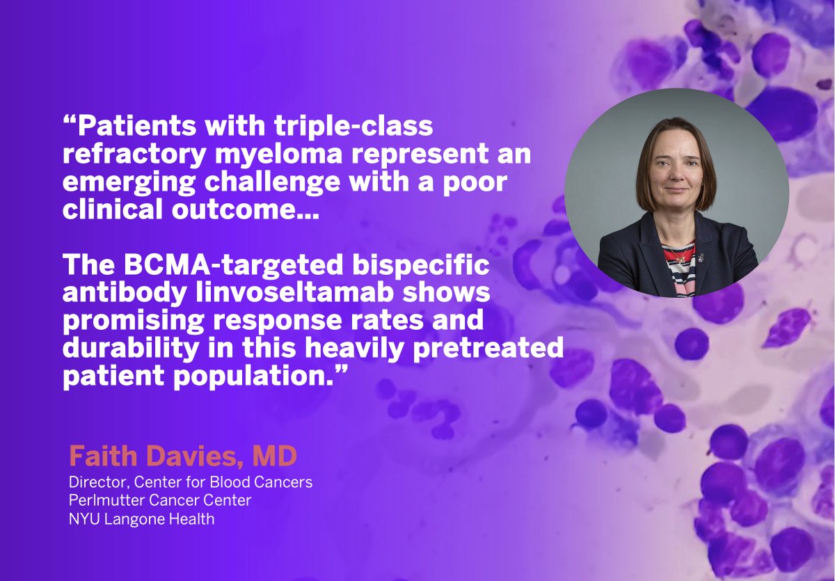 Linvoseltamab demonstrates high efficacy in relapsed/refractory multiple myeloma. #AACR24 #MMSM

Our @FaithEDavies1 shares why this may be groundbreaking for the triple-class-refractory treatment landscape in @medpagetoday: bit.ly/4bfrw4P