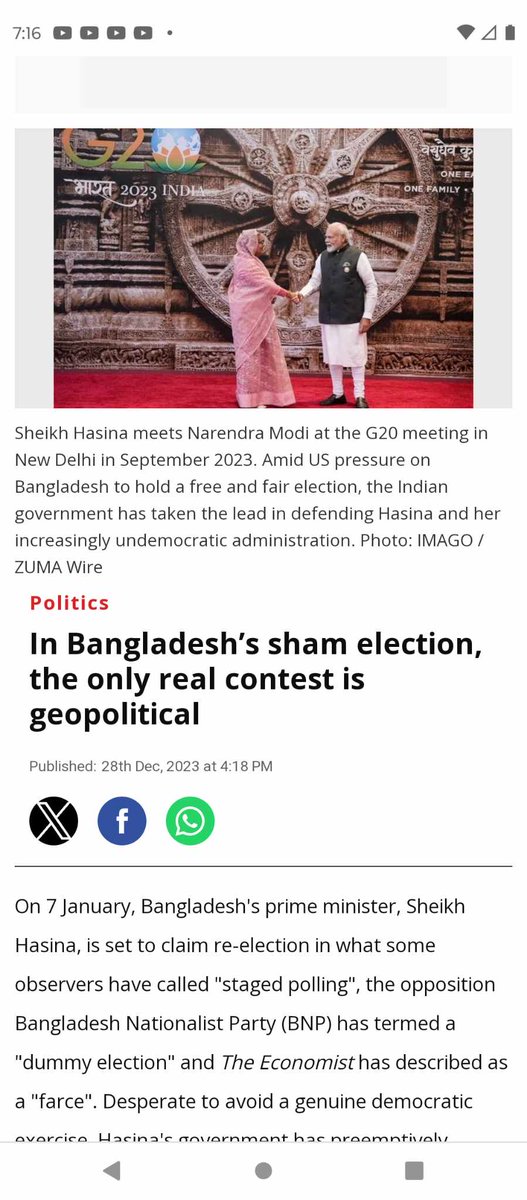 #Bangladesh🇧🇩 has been ruled by #kleptocracy #dictator #regime, since '09 86% people have been rejected one sided predetermined #elections, which didn't meet the #intL #standard, according to #UN #OSCE; to avoid conflict call #Fresh #Election #GNSEI #S4D3 #SummitForDemocracy @AP