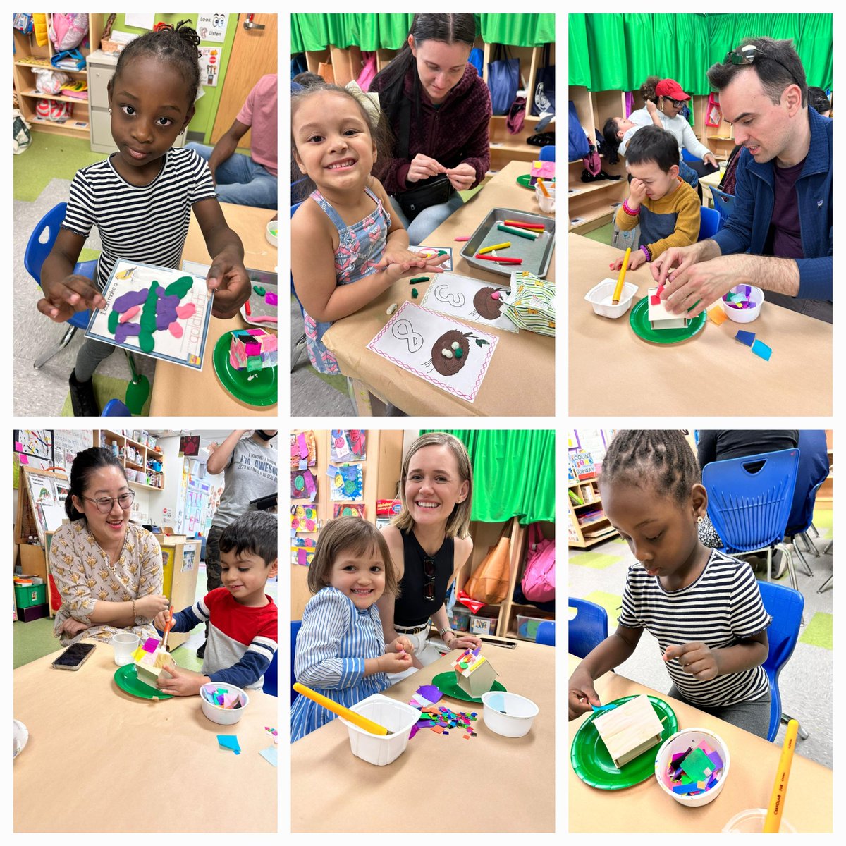 D30PreK's tweet photo. We loved having our families in for parent engagement as we engaged spring activities, related to our units. Our Pre-K friends celebrated the earth/nature with a wonderful craft and our 3K friends worked on creating spectacular bird feeders! #creativecurriculum #district30 https://t.co/g50YFGXIjy