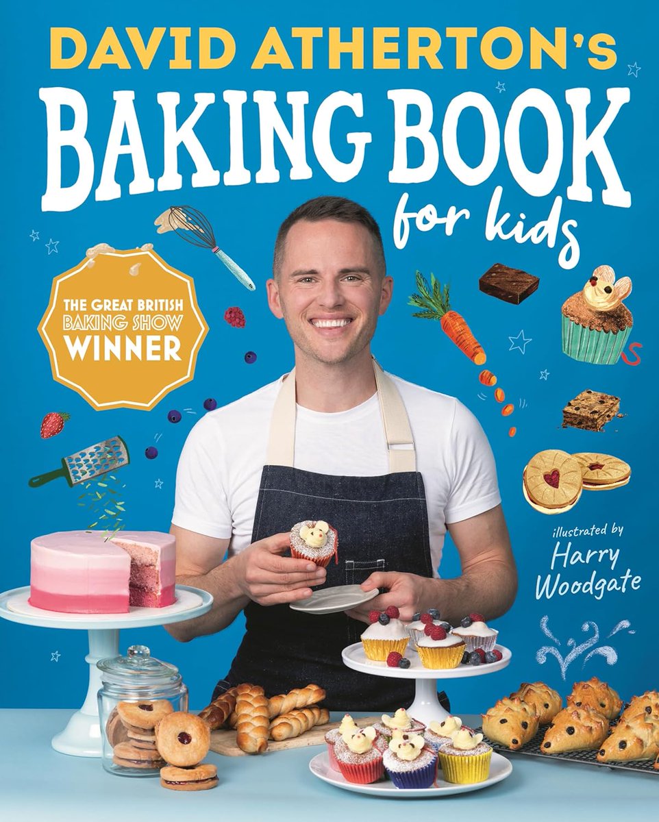 Winner of The Great British Baking Show David Atherton delivers his eagerly anticipated first baking book, jam-packed with kid-friendly recipes for budding young bakers. #JuvenileNonfiction #DavidAtherton #HarryWoodgate #LibrariesAreAwesome ❤📚 #Yum