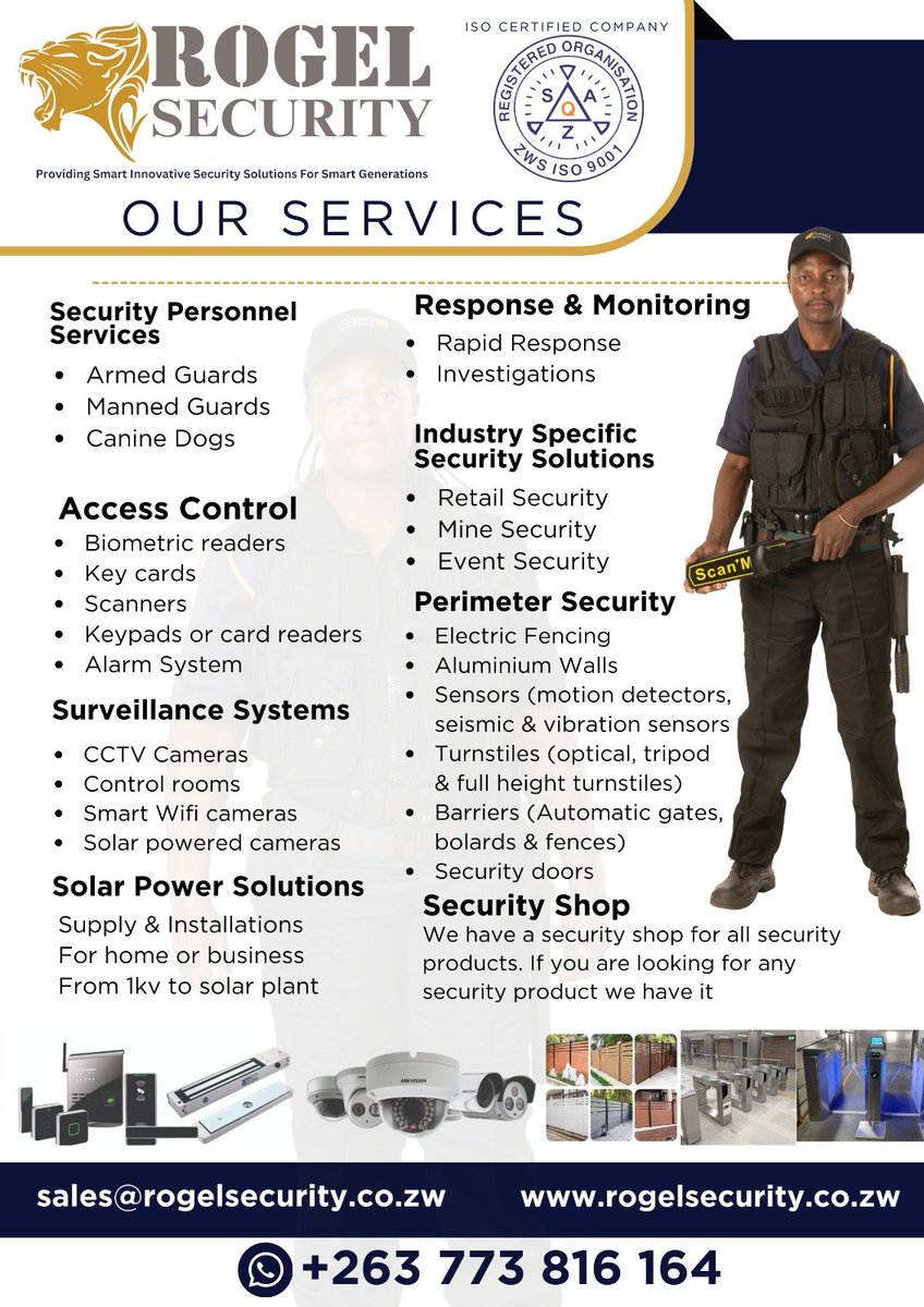 Feeling Unsafe?  We've Got Your Security Covered!

Our comprehensive security solutions include:

Security Personnel
Response & Monitoring
Industry Specific Security
Access Control
Perimeter Security
Solar Power Solutions

#Security #Safety #SecuritySolutions #PeaceOfMind