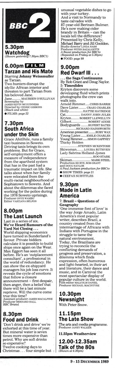 Radio Times listing for Timeslides 9-15 December 1989