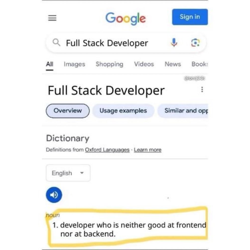 I think it’s usually a developer who’s good at one and pretending at the other 😂