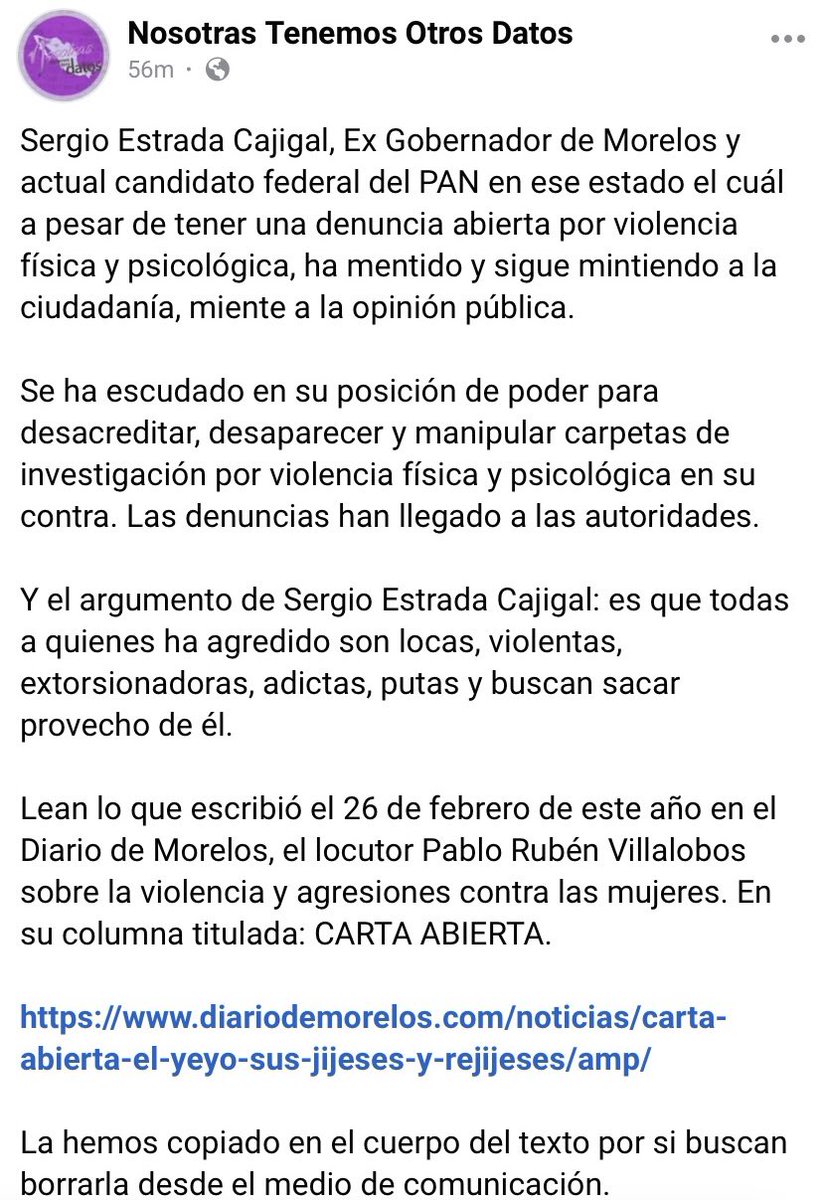 SERGIO ESTRADA CAJIGAL MIENTE @EstradaCajigalS @TenemosDatos #niunamas