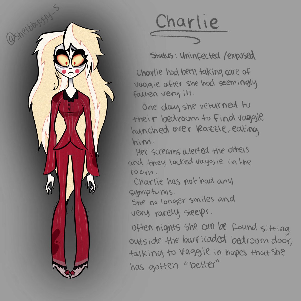 DinosaurRocker's tweet photo. https://t.co/U7TOaU55Eb

I am so tempted to make one of the hazbin characters into this for a rp account. From this AU. Or do a event. 

Art by @ shelbbyyy_5 https://t.co/XAtGQfnz6Q