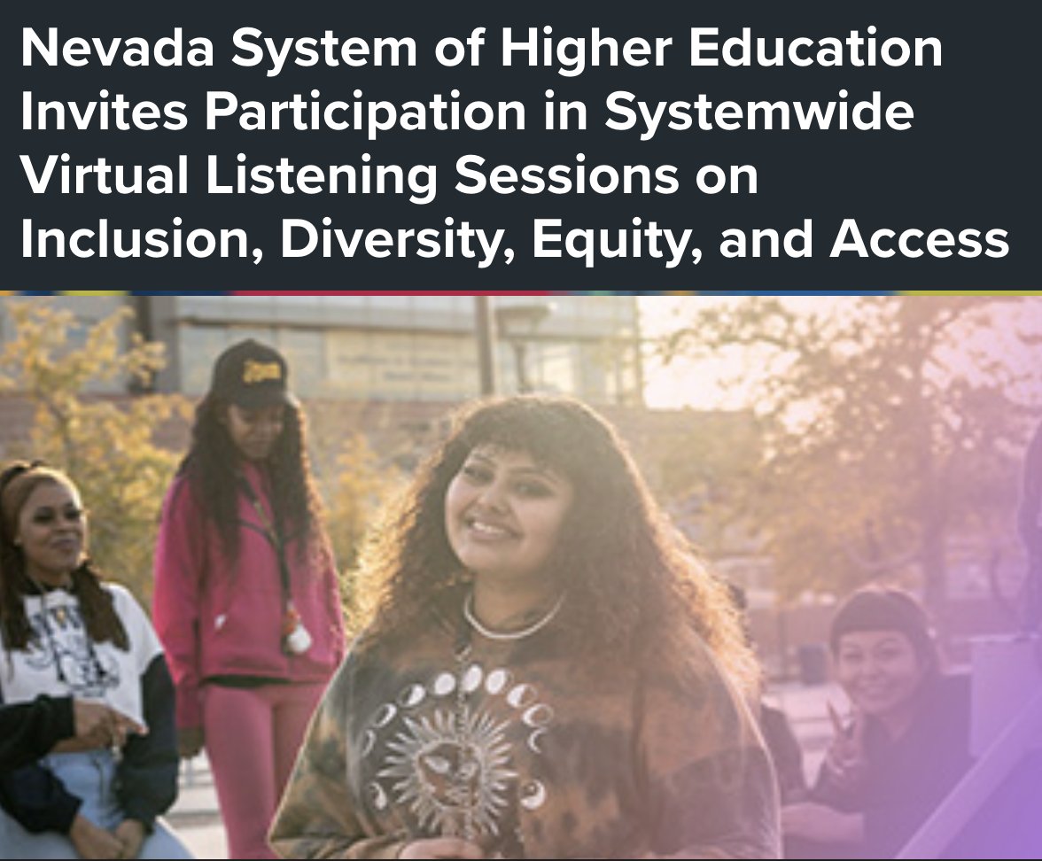.@NSHE is hosting systemwide virtual listening sessions on April 22. Learn about the IDEA Committee, discover the impactful work of diversity officers, and share thoughts on fostering inclusion, diversity, equity, and access. Space is limited, RSVP now. nshe.nevada.edu/idea-listening