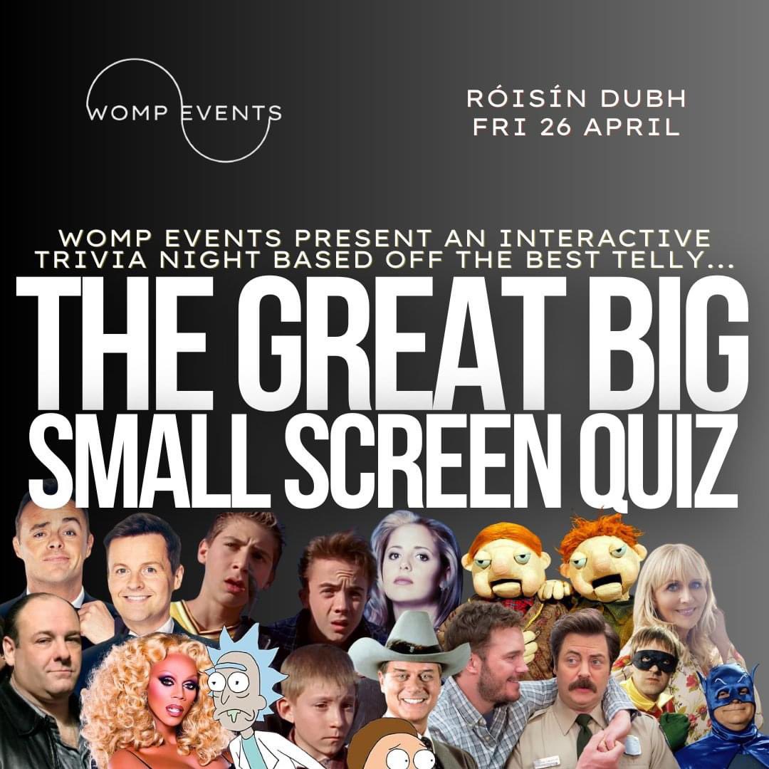 GOOD NEWS! Next Friday night in Róisín Dubh we bring you a special edition of the quiz that lets you put all your telly trivia to good use 📺 Tables of 2 or 4 here: roisindubh.net/listings/the-g…