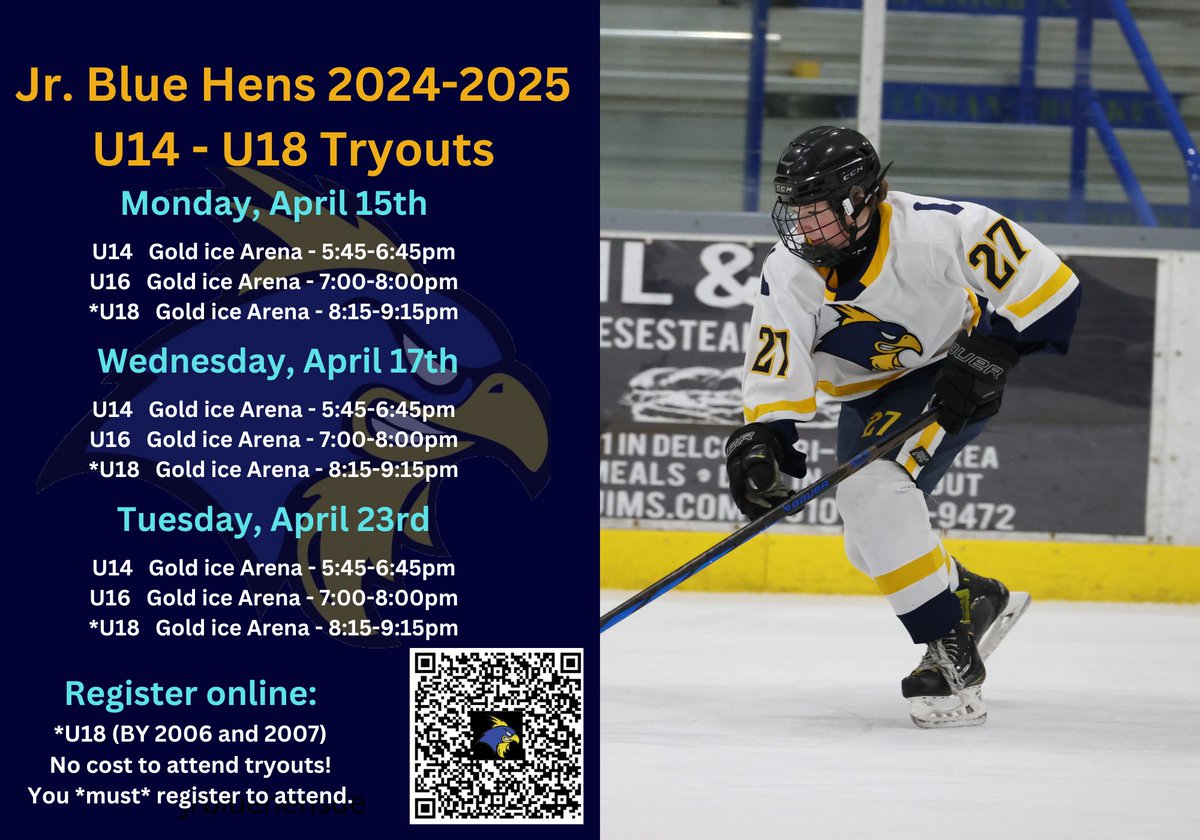 2nd night of tryouts is tonight! #hockey #jrbluehens #playwiththebest