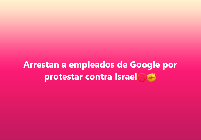 parentesis's tweet photo. Nueve trabajadores de Google fueron desalojados por la policía de las oficinas de la empresa en Nueva York y Sunnyvale, California, después de una protesta de varias horas contra el "Project Nimbus", un contrato de servicios en la nube con el gobierno de Israel.
#GoogleProtests 🚨📢#ProjectNimbus 🌐✊#TechEthics 🖥️🔍