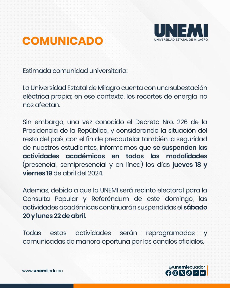 UNEMIEcuador's tweet photo. #ComunicadoImportante 🔴

Recordamos informarte siempre a través de nuestros canales oficiales.👇🏽 https://t.co/Dk2jPSVIRs