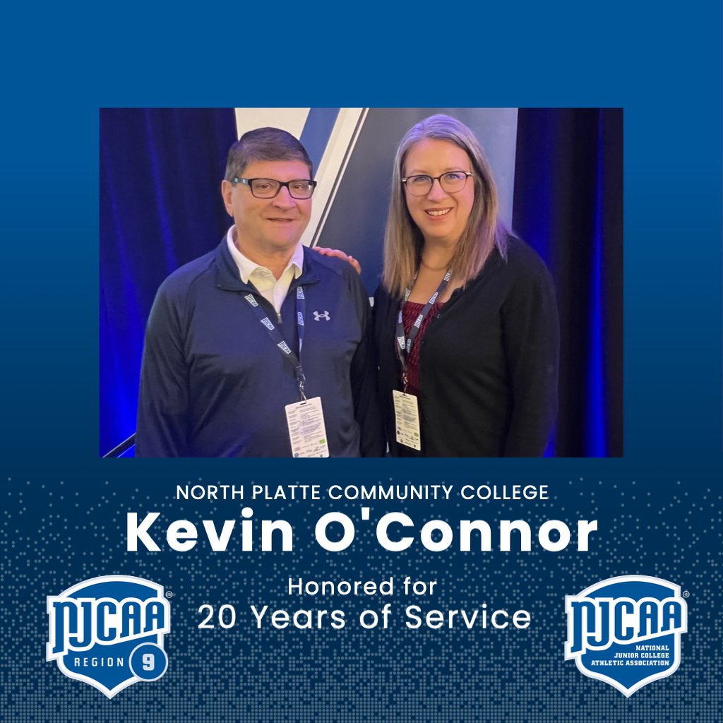 Region 9 Athletics (@njcaa_region9) on Twitter photo North Platte Community College Athletic Director and Region 9 Men's Assistant Director Kevin O'Connor was recently honored for his 20 years of service with the NJCAA. Congratulations Kevin and thank you for your service to the NJCAA and to Region 9!
<a href="/NPCCKnights/">NPCC Athletics</a> North Platte Community College Athletic Director and Region 9 Men's Assistant Director Kevin O'Connor was recently honored for his 20 years of service with the NJCAA. Congratulations Kevin and thank you for your service to the NJCAA and to Region 9!
<a href="/NPCCKnights/">NPCC Athletics</a>