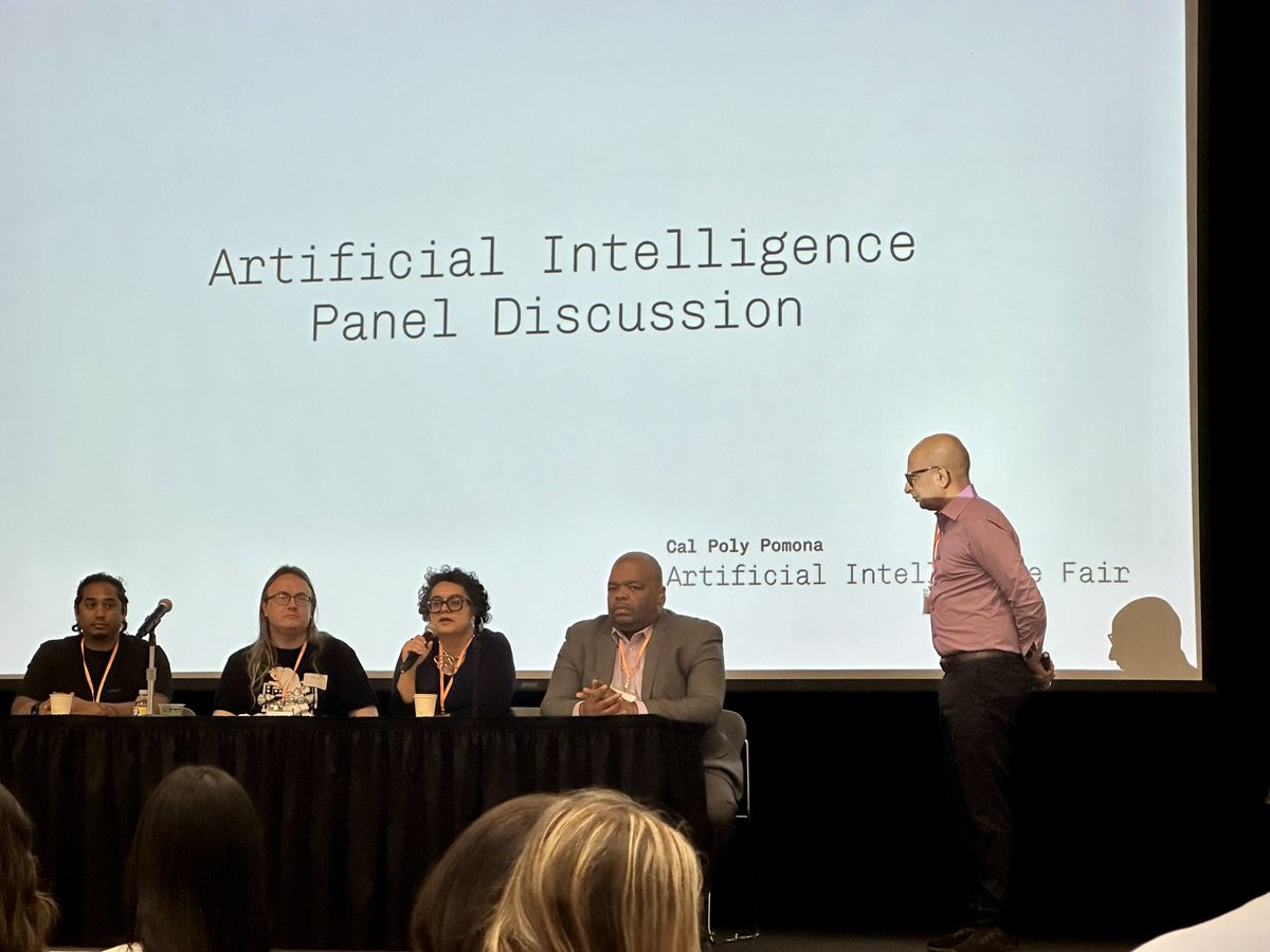 Having a great time at the Artificial Intelligence Fair @calpolypomona ! Great panel discussion on prompt engineering. Truly a key skill for all to master as we increasingly navigate and engage with AI technologies. #PromptEngineering