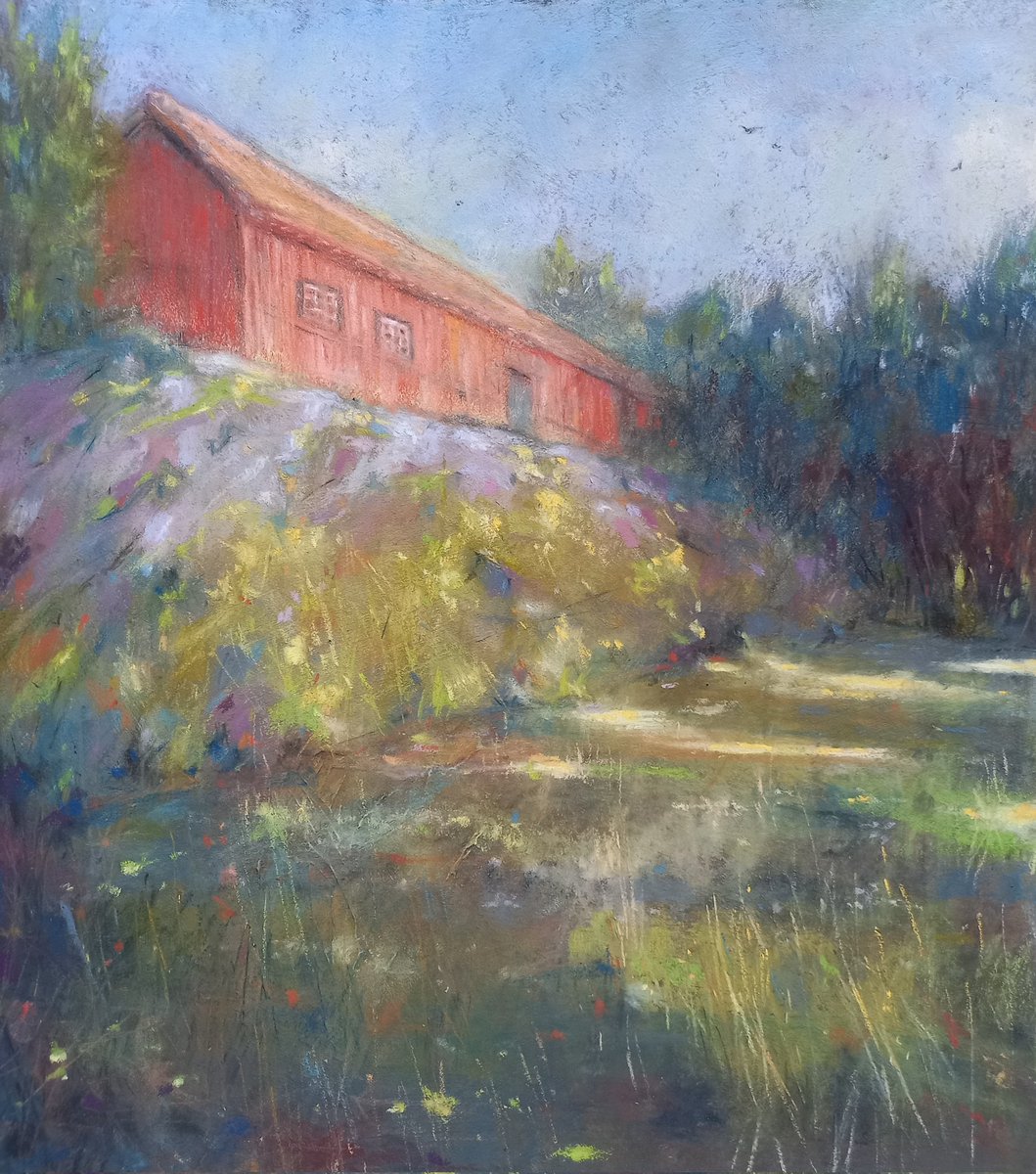 WallisKing's tweet photo. Red barn #pastel #charcoal #gesso #pastelpainting #Flaskebekk https://t.co/sGYAVbYAPH