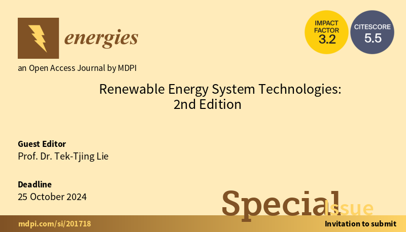 💡Shape the future of renewables!  #callforpapers  #mdpienergies

Submit your cutting-edge research to the '#Renewable Energy System Technologies' Special Issue in Energies.  #bigdata #solarPV #windturbinegeneration 

t.ly/-EfkC