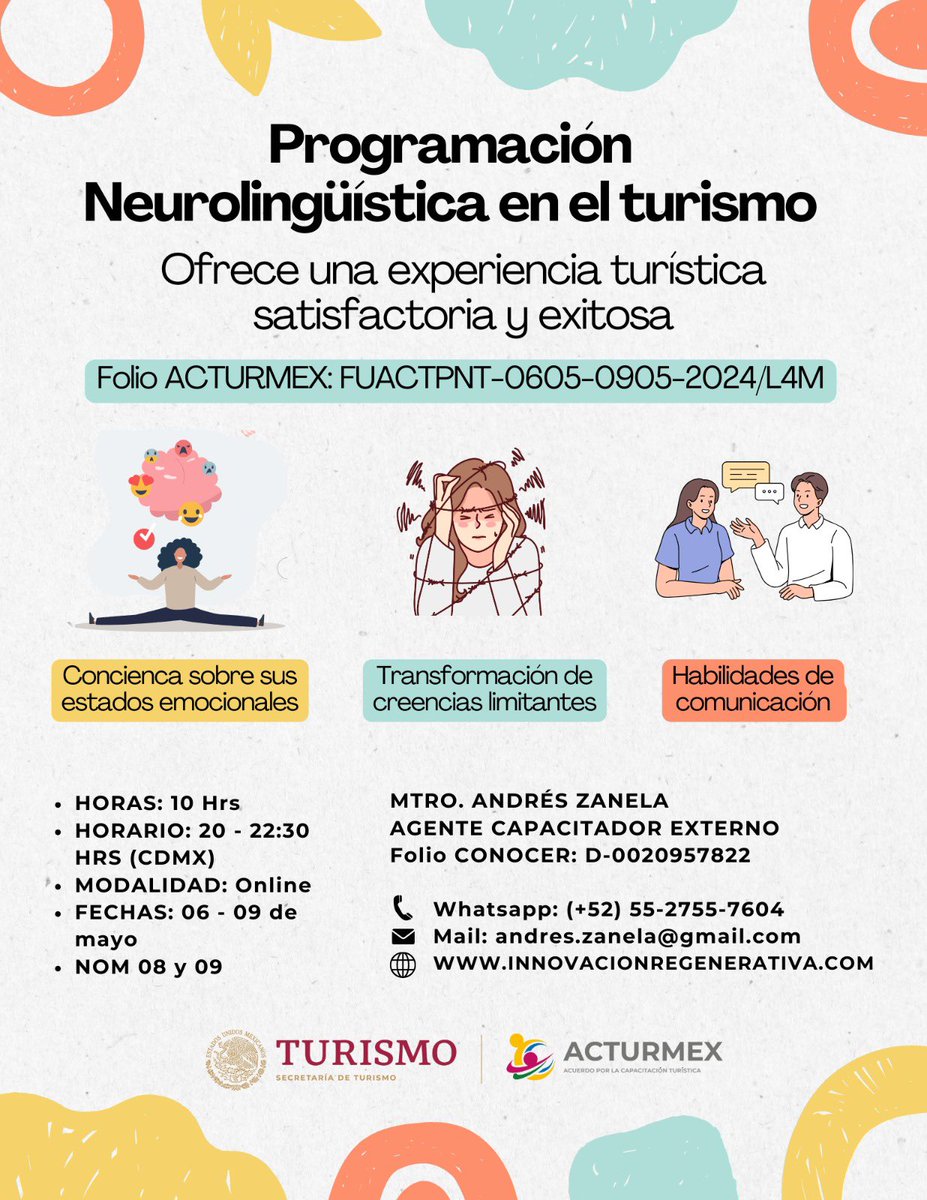 SECTUR_mx's tweet photo. Conoce la oferta de acciones de capacitación que se imparten en el marco del Acuerdo por la Capacitación Turística de México, #ACTURMEX. 💯✅
Para mayor información de este curso, así como de toda la oferta ACTURMEX, ingresa a https://t.co/AZrbJ0PqfN. 🙌🏻 https://t.co/pcXpPKRKR0