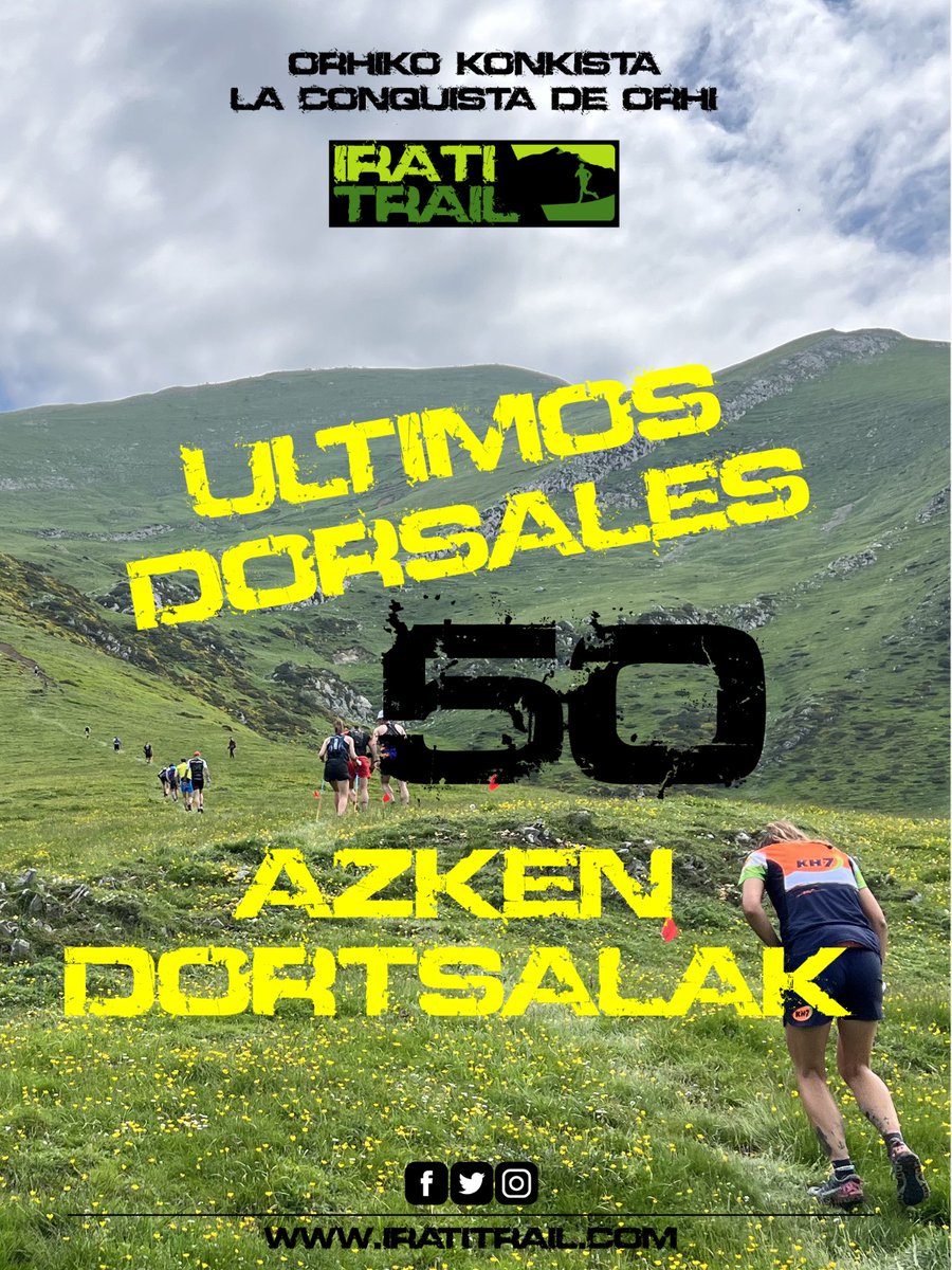 🚨 ÚLTIMOS 50 DORSALES 🚨

Entramos de lleno en la recta final para cerrar inscripciones! ⌛

Solamente 50 personas más tendrán la oportunidad de adentrarse en la maravillosa Selva de Irati 🌳🫶🏼

⛰️ 🏃🏼 🏃🏽‍♀️
#iratitrail
#orhikotxoriaorhiratira