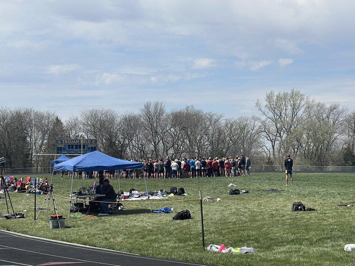 Bigger than sports. All teams at the Tri County Invite ran a lap together and said a prayer at midfield to honor one of the Fillmore Central athletes who passed away this past week. #nebpreps