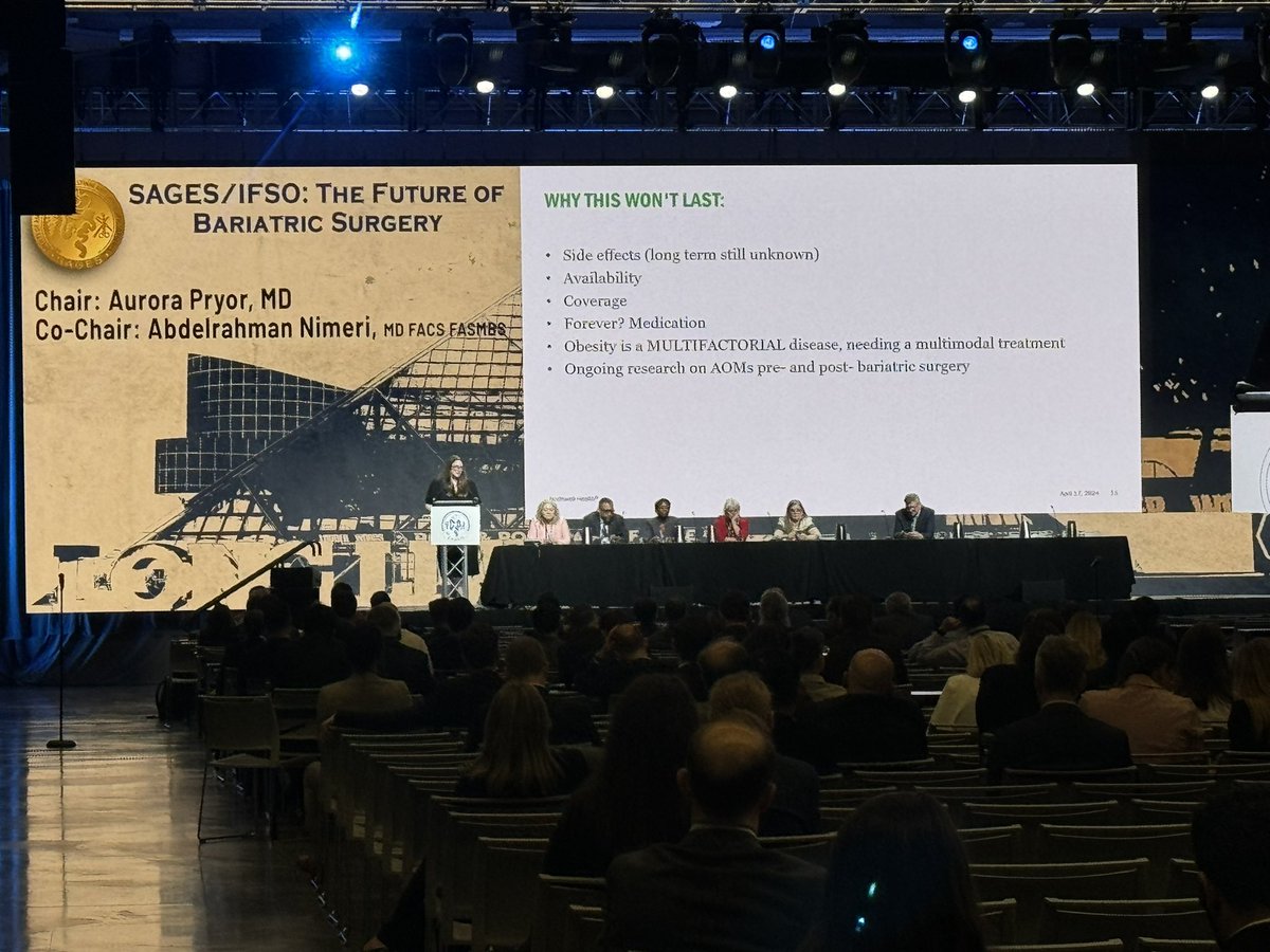 Amazing panel discussion on the future of Bariatric Surgery. So very thought-provoking. Thank you @AuroraPryor @Nimeri_MD @drmoniquehassan #sages2024 #sustainableSAGES