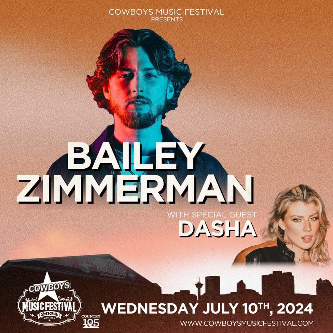 JUST ADDED! 🚨 @dasha__music will be joining Bailey Zimmerman at Cowboys Music Festival on Wednesday, July 10th! 🔥

TICKETS ON SALE NOW! 🎟️
tixr.com/groups/cowboys…
#yyc #stampede #yycevents